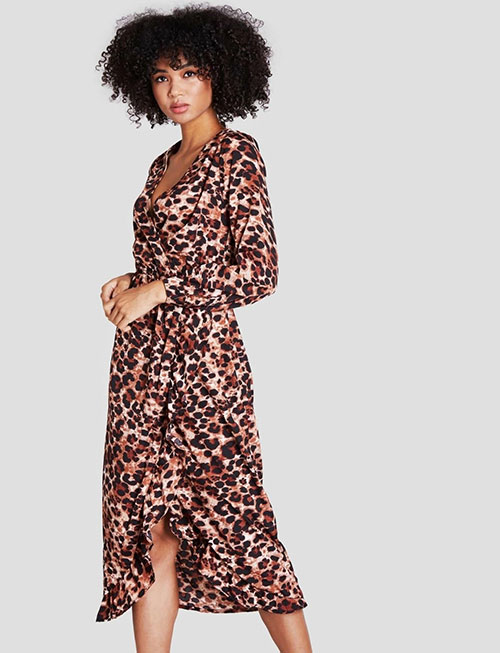 A Leopard Print Wrap Dress