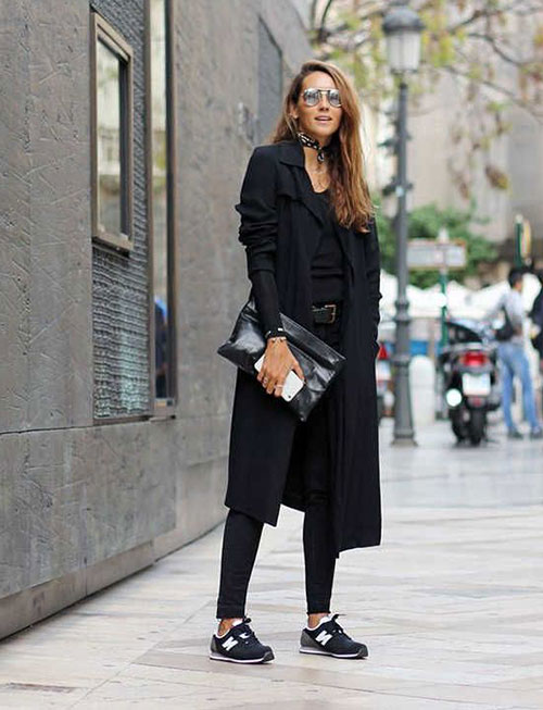 A Cropped Trench, Black Pants, and Black Shoes