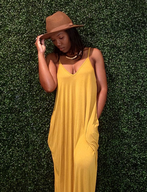 A Flowing, Yellow Maxi Dress and a Hat