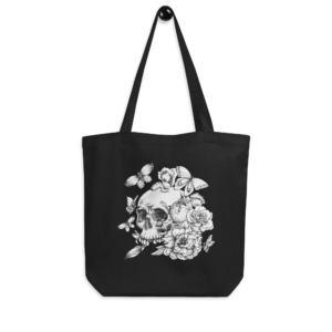 Skull & Butterfly Black Tote Bag