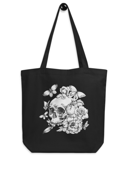 Skull & Butterfly Black Tote Bag