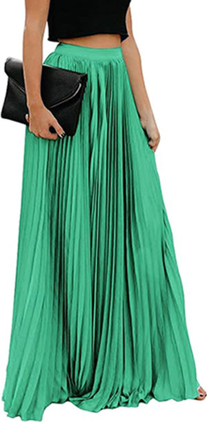 Women's Green Pleated Skirt