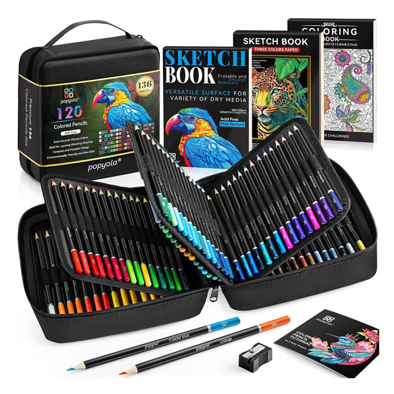 POPYOLA 136 Pack Colored Pencils Set