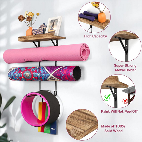 Yoga Mat Holder and Wall Shelf