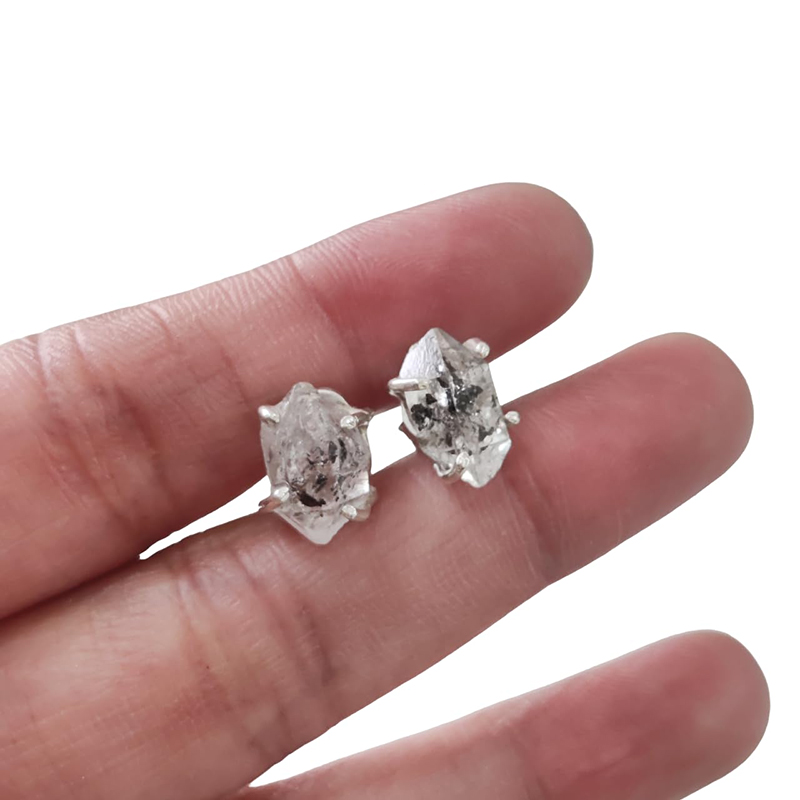 Rough Herkimer Diamond Stud Earring