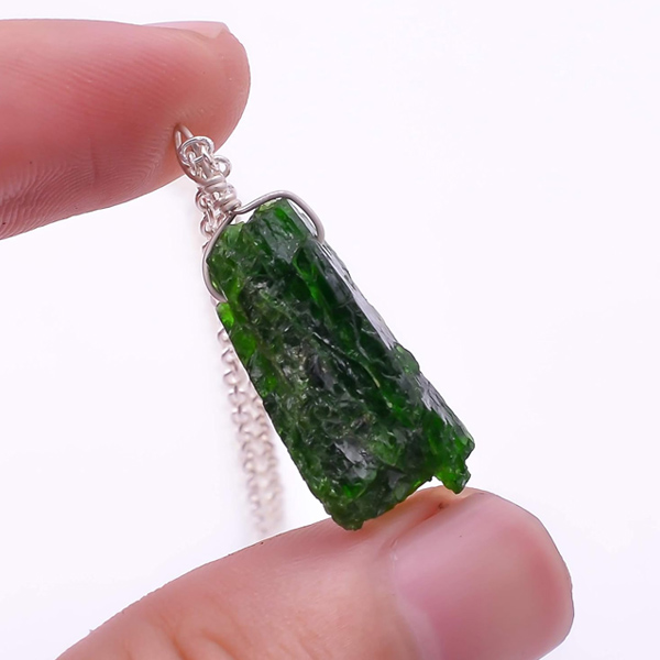 Diopside Raw Pendant Necklace​