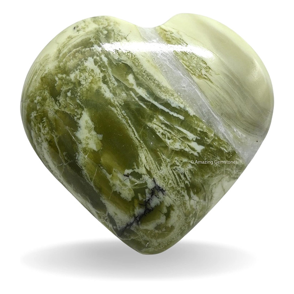 Serpentine Crystal Heart Palm Stone​