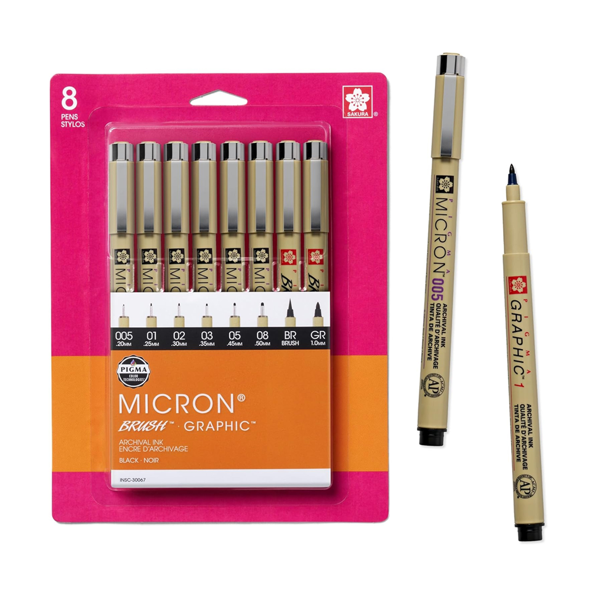Sakura Pigma Micron, Graphic & Brush Fineline Pens 