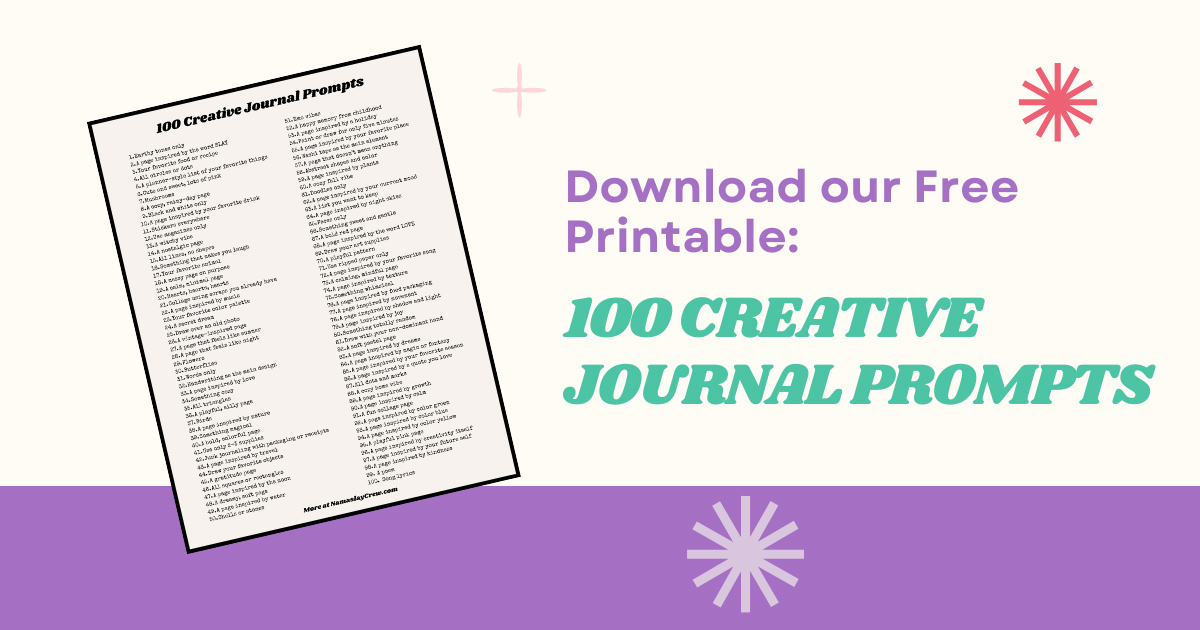 100 Creative Art Journal Prompt Ideas - A Free Printable
