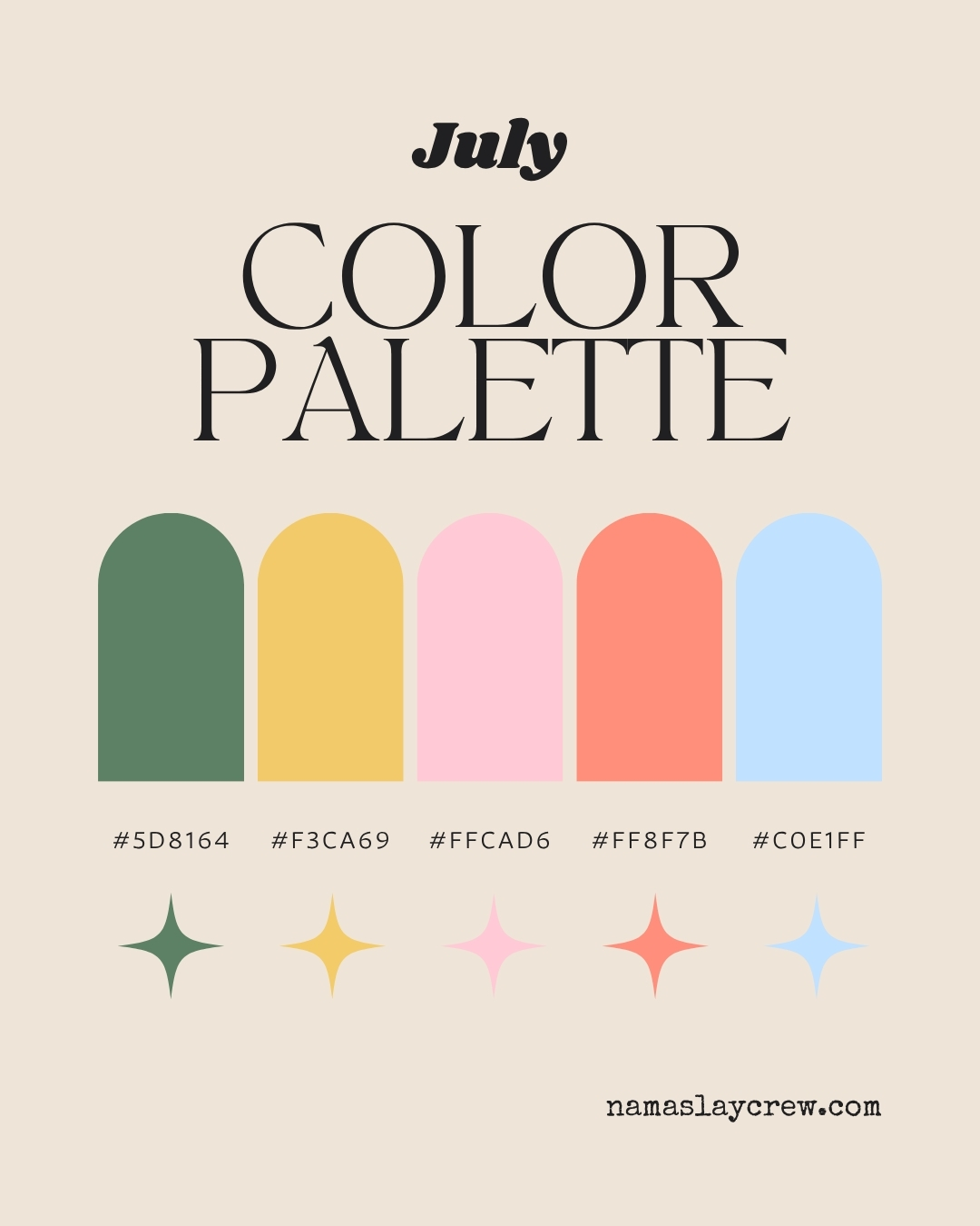 July color palette for art journaling