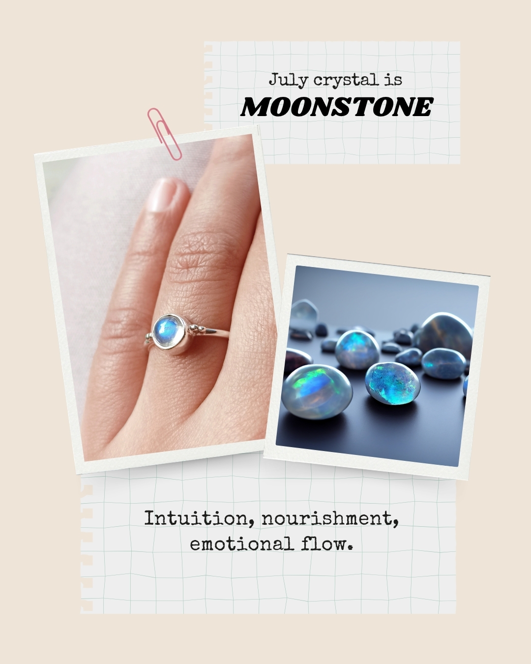 July crystal of the month Moonstone