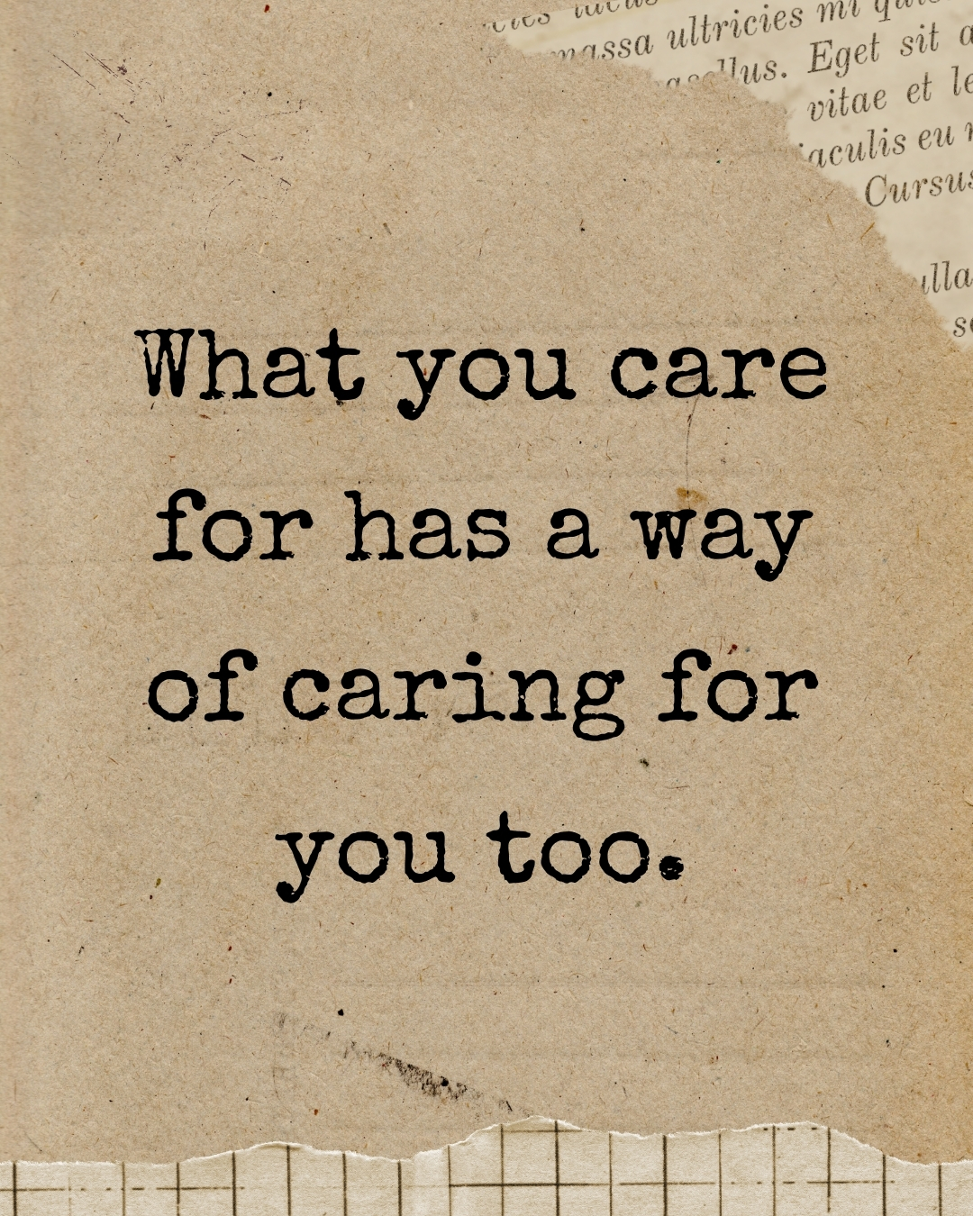 Nourish theme quote on vintage paper background