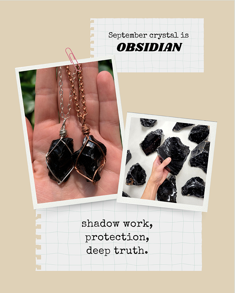 Obsidian crystal for shadow work, protection, and deep truth